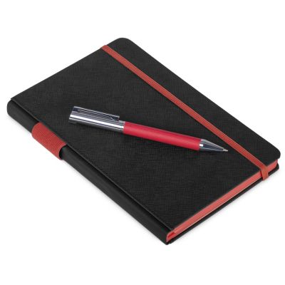 Бизнес блокнот Bossy с ручкой, черный и красный-0