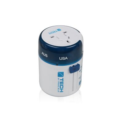 Адаптер с 2-умя USB-портами для зарядки Travel Blue Twist & Slide Adaptor голубой/белый-1