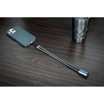 Ремешок-держатель для телефона с зарядным кабелем USB-C - USB-C Lany Wristband Charge Eco, серый-14