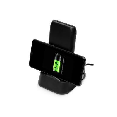 Портативное беспроводное зарядное устройство с док-станцией Uniq, 10000 mah, черный-3