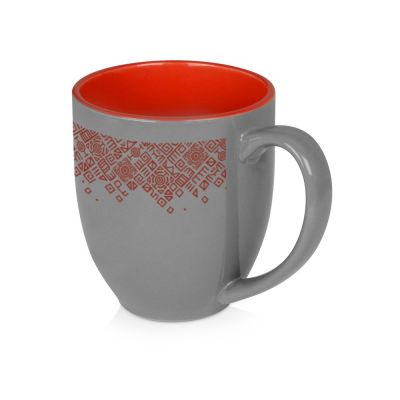 Кружка керамическая Gracy 450мл, серый/красный-1