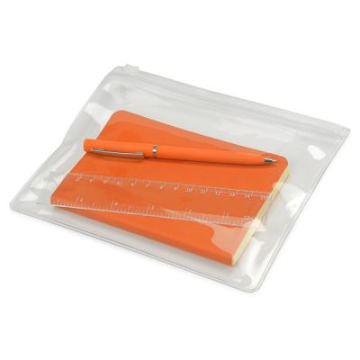 Набор канцелярский Softy: блокнот, линейка, ручка, пенал, оранжевый-0