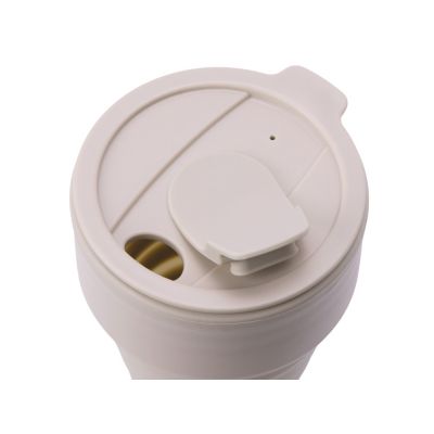 Силиконовый складной стакан GoCup, бежевый-4