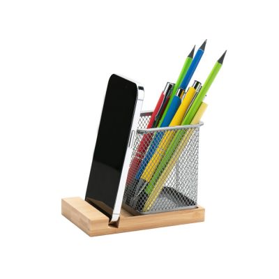 Подставка для ручек и телефона Fika, натуральный/серый-1