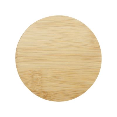 Стеклянная кружка Leona объемом 350 мл с бамбуковой крышкой - прозрачный-1