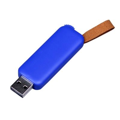 USB-флешка промо на 128 Гб прямоугольной формы, выдвижной механизм, синий-0