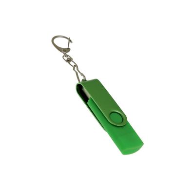 USB-флешка на 16 Гб 2 в 1 поворотный механизм, c дополнительным разъемом Type-C с одноцветным металлическим клипом, зеленый-0