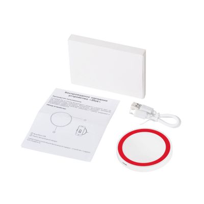 Беспроводное зарядное устройство Dot, 5 Вт, белый/красный-8