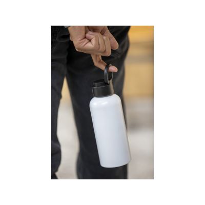 Trinity бутылка для воды из переработанного алюминия, сертифицированного согласно RCS, объемом 600 мл, с крышкой из переработ - Белый-6