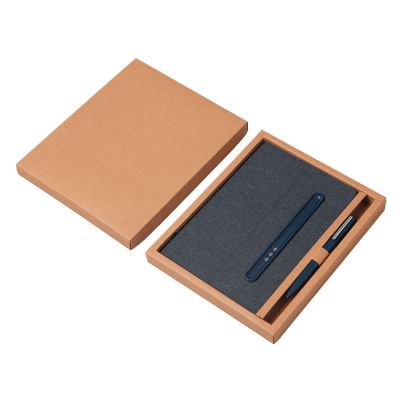 Набор блокнот А5 с магнитным держателем для ручки и подставкой для телефона и металлической шариковой ручкой NotaBene, темно-синий-11