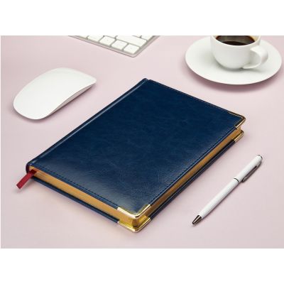 Ежедневник А5 датированный Sidney Nebraska 2026, синий (золотой обрез, золотые уголки)-2