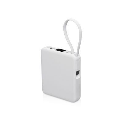 Внешний аккумулятор со встроенным кабелем USB-C Дэнси, 5000 мАч, белый-0