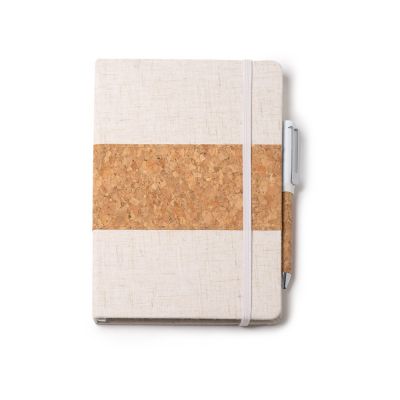 Набор блокнот с ручкой из пробки и хлопка Beret, natural-2