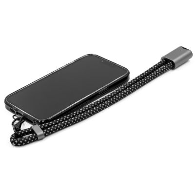 Ремешок-держатель для телефона с зарядным кабелем USB-C - USB-C Lany Wristband Charge Eco, серый-8