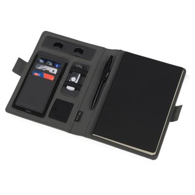 Органайзер с беспроводной зарядкой 5000 mAh Powernote, темно-серый-2