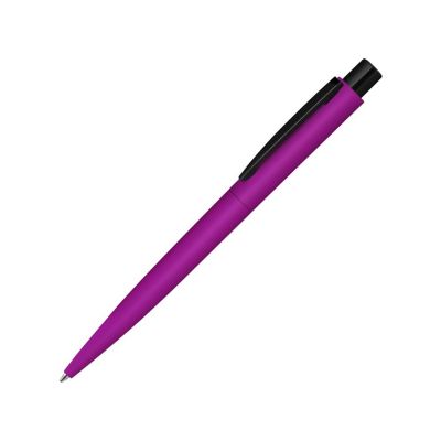 Ручка шариковая металлическая LUMOS M soft-touch, розовый/черный-0