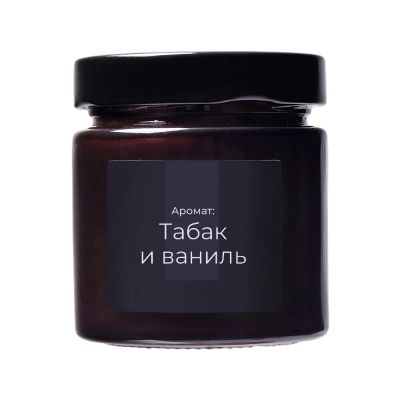 Свеча в стеклянной коричневой банке 200мл, аромат Табак и ваниль, фитиль деревянный-1