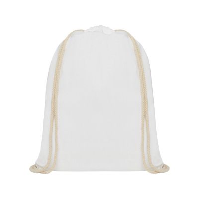 Рюкзак со шнурком Oregon хлопка плотностью 140 г/м2, белый-1