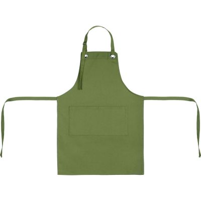 Хлопковый фартук Delight с карманом и регулируемыми завязками, хаки-7