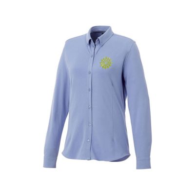 Женская рубашка Bigelow из пике с длинным рукавом, светло-синий-3