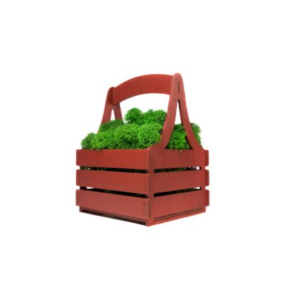 Композиция Корзинка со мхом, темно-красный-2