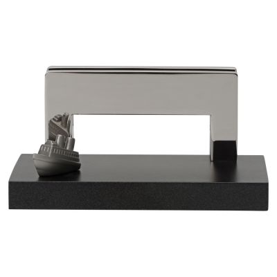 Подставка для визиток Круиз, серебристый/черный-3