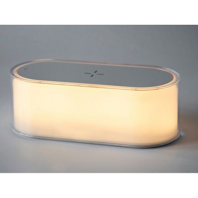 Ночник с беспроводной зарядкой и RGB подсветкой Miracle, 15 Вт, белый-11