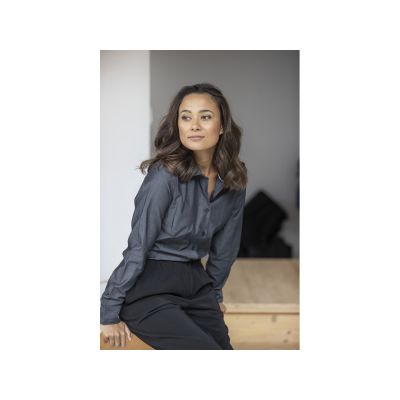 Cuprite Женская рубашка с длинным рукавом, изготовленная из натуральных материалов, которые отвечают стандарту GOTS - Светло-синий-3