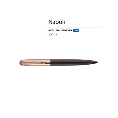 Ручка металлическая шариковая Napoli, коричневый/розовое золото-1