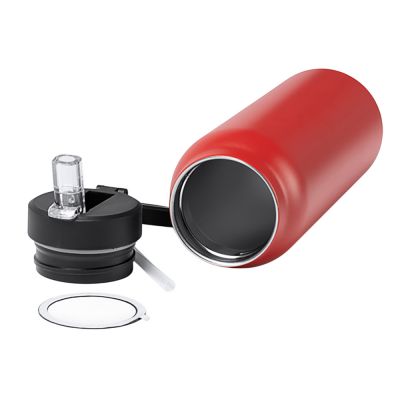 Термобутылка Хэйду с двойными стенками и корпусом из переработанной нержавеющей стали, красный-2