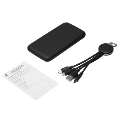 Набор из внешнего акуумулятора и универсального кабеля с подсветкой лого Reserve LED, 10000mAh, черный-3