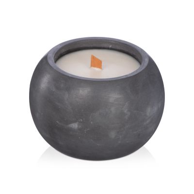 Круглая свечка в бетоне, фитиль дерево, oud wood-0