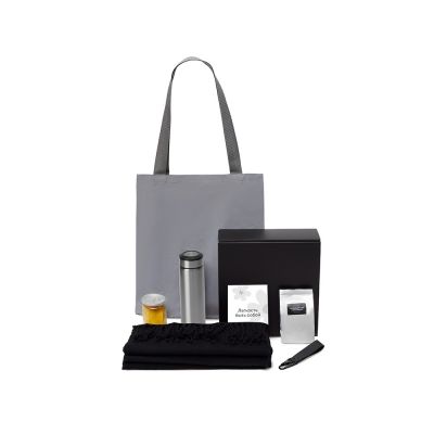 Подарочный набор Re:f. Walk с палантином, шоппером и термосом, черный-1