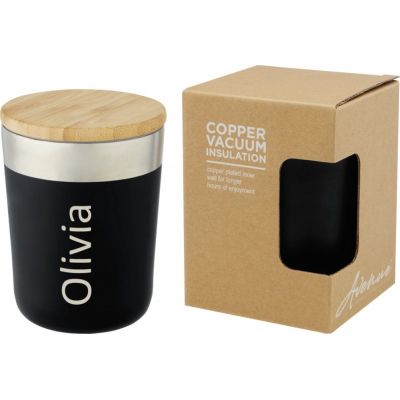 Lagan Кружка с медной вакуумной изоляцией объемом 300 мл и бамбуковой крышкой, черный-7