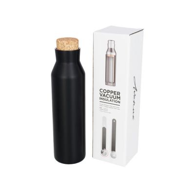 Вакуумная изолированная бутылка с пробкой, черный-0
