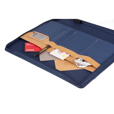 Портфолио А4 из RPET на молнии Harvey, 40 л FSC бумаги, синий-6