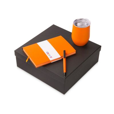 Подарочный набор c блокнотом C1, ручкой и термокружкой, оранжевый-0