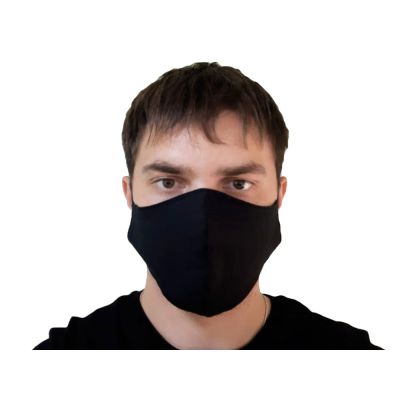 Маска для лица многоразовая из хлопка, анатомической формы, черный-1