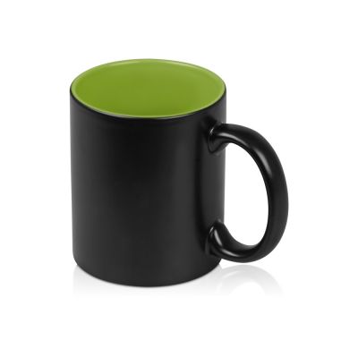 Кружка с покрытием для гравировки Subcolor BLK, черный/зеленое яблоко-1