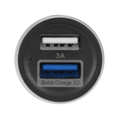 Адаптер автомобильный USB с функцией быстрой зарядки QC 3.0 TraffIQ, черный/серебристый-2