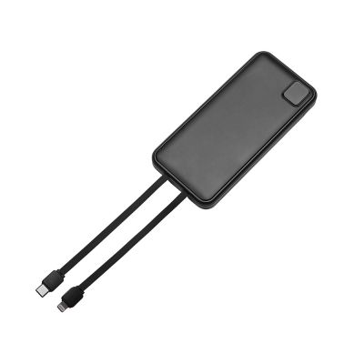 Внешний аккумулятор со встроенными кабелями Фрэйм, 10000мач, черный-3