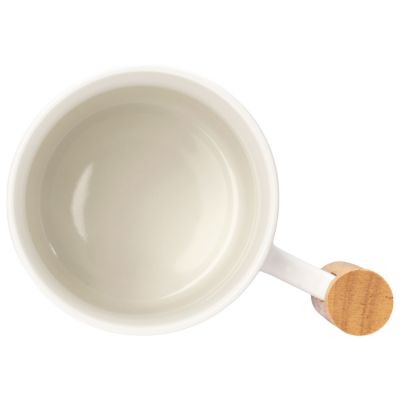 Кружка с ручкой и крышкой из каучукового дерева Jeny, белый-6