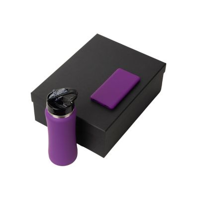Подарочный набор с бутылкой для воды и повербанком С1, 5000 mAh, фиолетовый-1