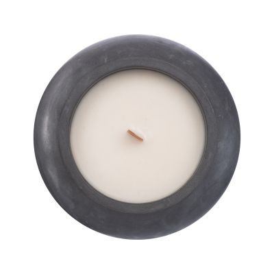 Круглая свечка в бетоне, фитиль дерево, oud wood-2