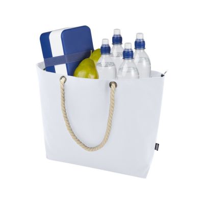 Panama пляжная эко-сумка-холодильник из переработанного материала, с ручками-шнурками 23L, белый-4