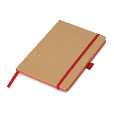 Блокнот A5 Sevilia Color, твердая обложка из крафта, 80 листов, цветной срез и форзац, натуральный/красный-0