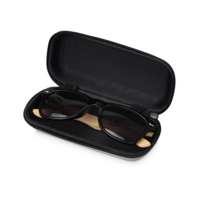 Солнцезащитные очки Rockwood с бамбуковыми дужками в сером футляре, черный-6