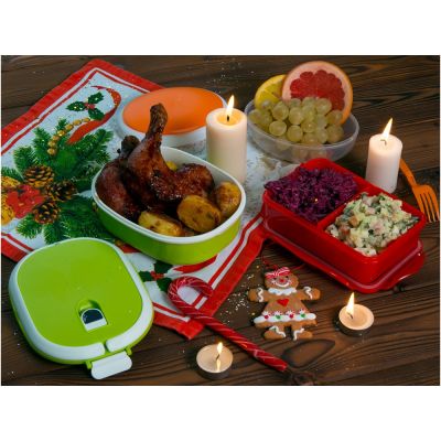 Герметичный ланч-бокс Foody с двумя секциями, 650мл, красный-6