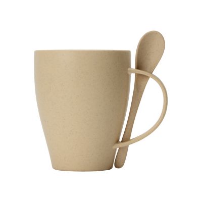 Пшеничная кружка Nina с ложкой, 300ml, бежевый-1