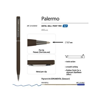 Ручка шариковая автоматическая BrunoVisconti® PALERMO цвет корпуса коричневый, soft-touch, 0.7 мм-2